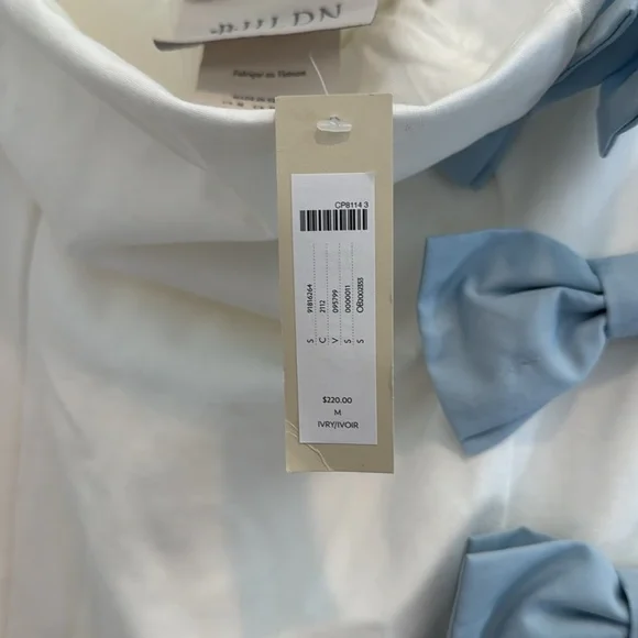 NWT BHLDN - Strapless Side-Bow Asymmetrical Midi Dress - White and Blue - Size M - Picture 6 of 9